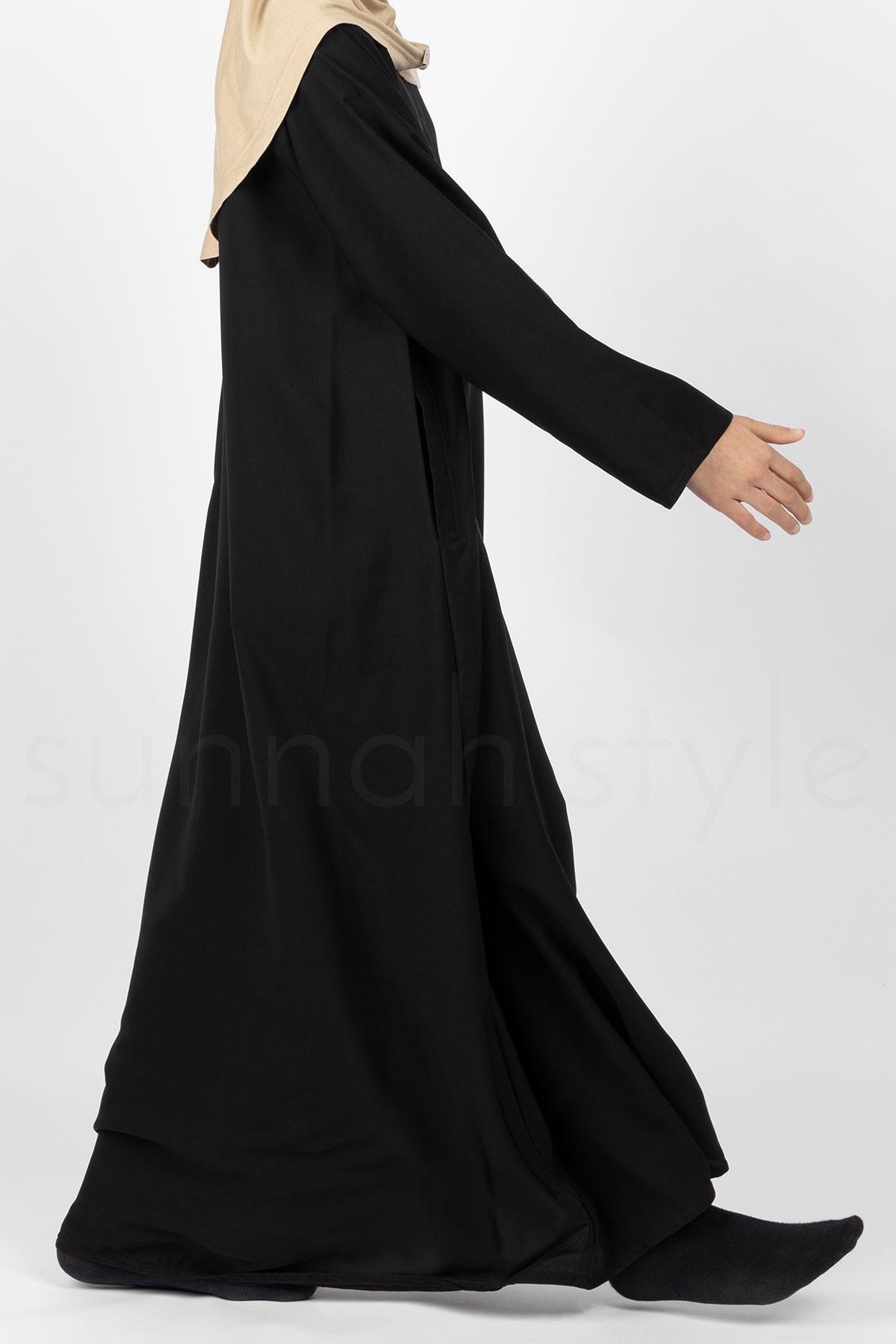 Sunnah Style Girls Plain Closed Abaya Black